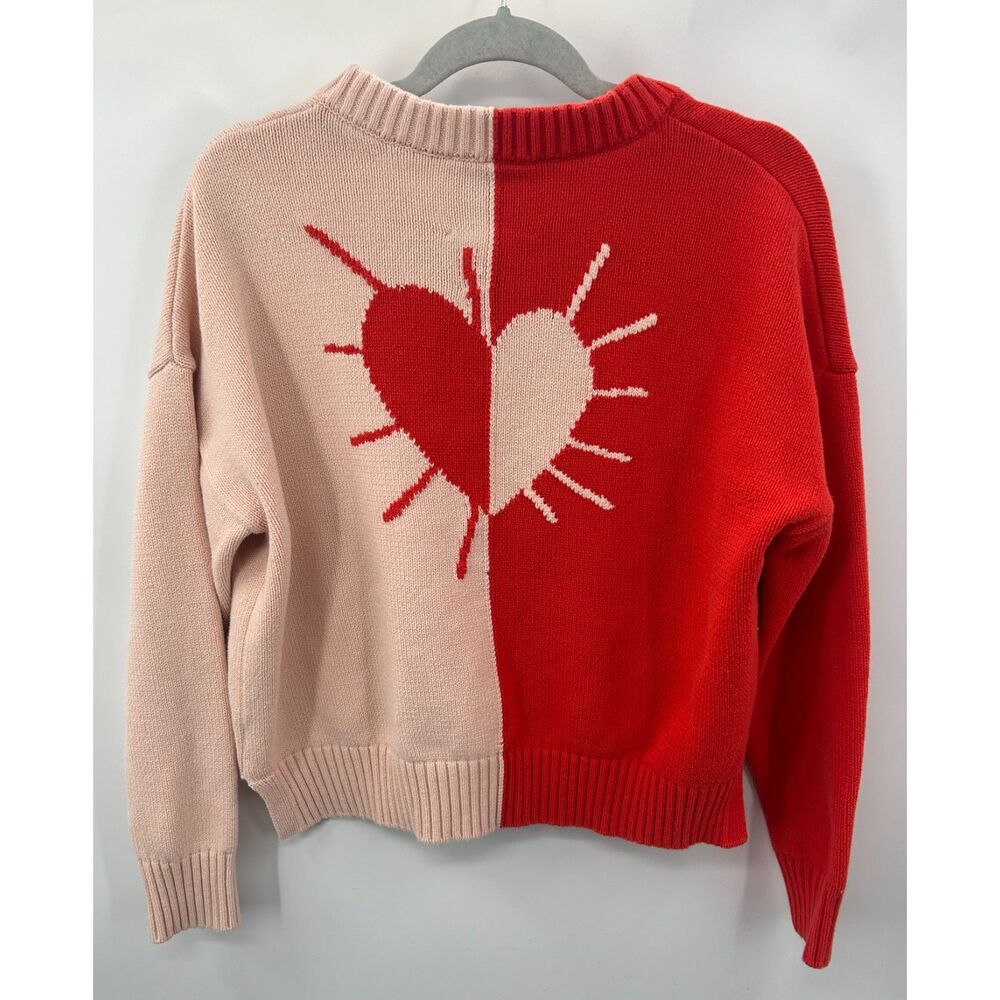 Kerri Rosenthal XO KR Sweater Radiant Heart Oversized Medium Color Block Flawed